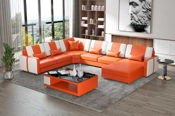 Grouss Wunnlandschaft Sofa Ecksofa U Form Gro Kunstlieder XXL Modern