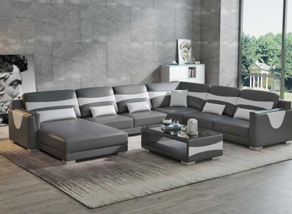 Wohnlandschaft Sofa U-Form Grouss Ecksofa Liederena Sofa Grau Konschtlieder Neit