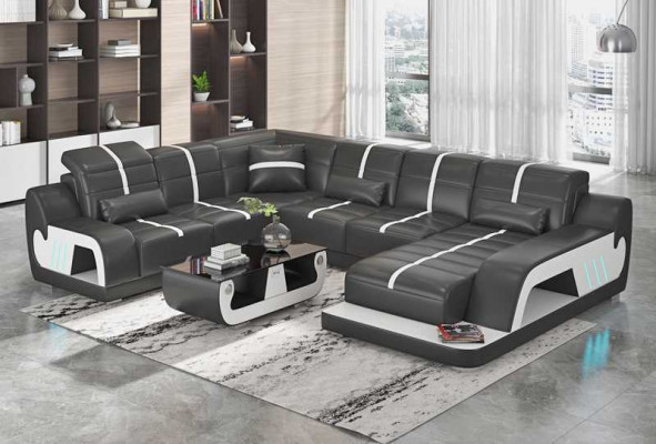 Modern Wunnlandschaft Sofa U Form Ecksofa Designersofa Wäiss Konschtlieder.