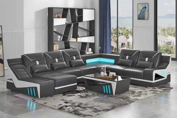 Wunnlandschaft Sofa U-Form Ecksofa Designersofa Schwaarz Eckgarnitur