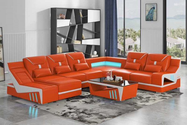 Wunnlandschaft Sofa U-Form Ecksofa Designersofa Schwaarz Eckgarnitur