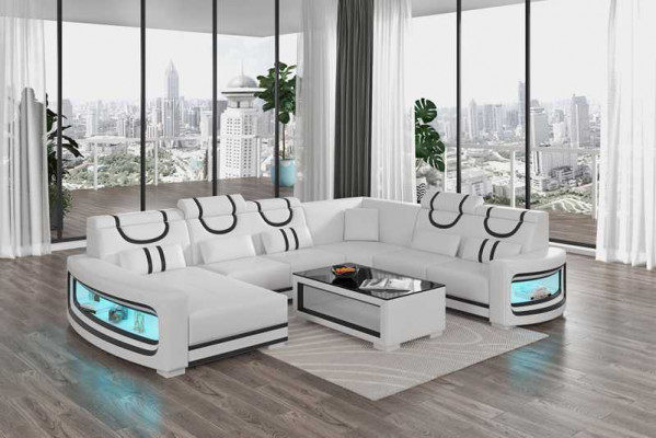 Wunnlandschaft Couche Lieder Sofa Ecksofa U Form Schwaarz Sofa Grouss Nei