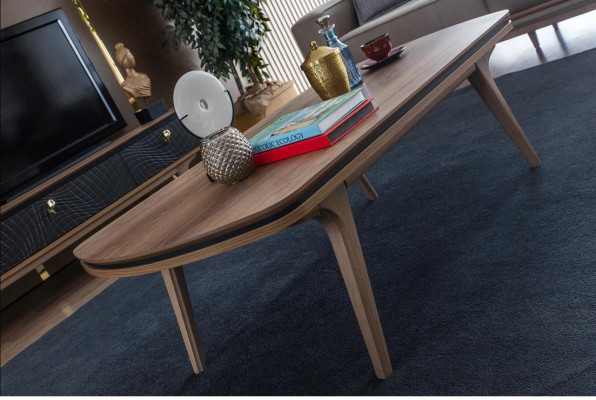 Couchtisch 130 x 75 Dësch Miwwelen Ariichtung Holzdëscher Modern Miwwelen