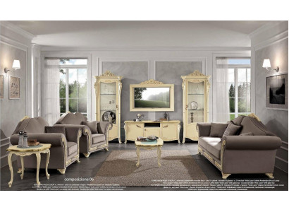 Wunnzëmmer Set Sofagarnitur Holz Wunnzëmmer Klassesch Design Italien Set 9 Stéck.