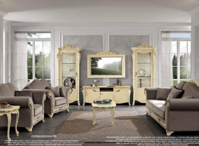 Wunnzëmmer Set Sofagarnitur Holz Wunnzëmmer Klassesch Design Italien Set 9 Stéck.