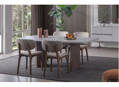 Designer Iesszëmmer Set besteet aus engem 5-Deeler Iessdësch an 4 modernen Still.