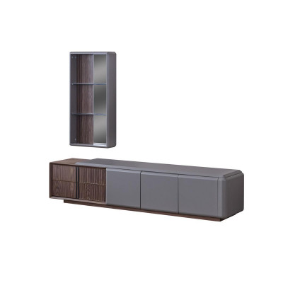 Designer Wunnzëmmer Set TV-Schränk mat exklusivem Wandregal Regal 2tlg.