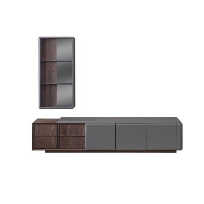 Designer Wunnzëmmer Set TV-Schränk mat exklusivem Wandregal Regal 2tlg.