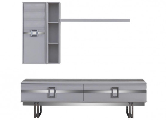 Modern Wohnwand Wohnzimmer Besteet aus 4 Deeler an Exklusiv Wäiss Wohnwänn.