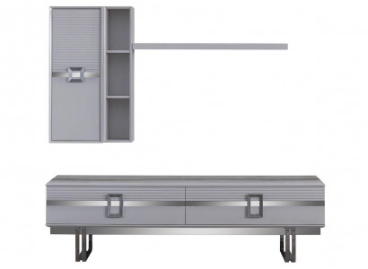 Modern Wohnwand Wohnzimmer Besteet aus 4 Deeler an Exklusiv Wäiss Wohnwänn.