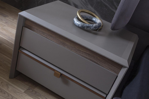 Schlofzëmmer Set Luxus Komplettbett 2x Nuetsdësch Modern 3 Stéck Nei
