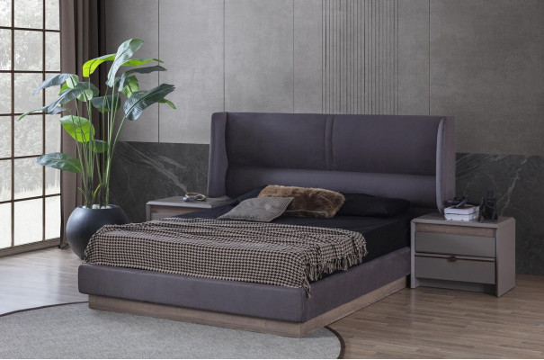 Schlofzëmmer Set Luxus Komplettbett 2x Nuetsdësch Modern 3 Stéck Nei
