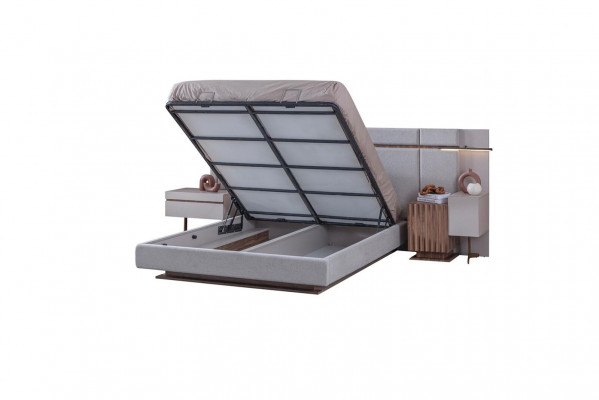 Schlofkummer Set Luxus Komplett Bett +2x Nuetsdëscher 3tlg. Modernt Set Nei