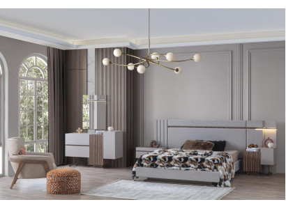 Schlofkummer Set Luxus Komplett Bett +2x Nuetsdëscher 3tlg. Modernt Set Nei