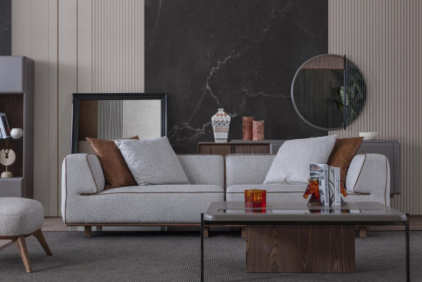 Sofa 4 Sëtz Design Sofas Polster Gro Textil Relax Sëtz Miwwelen 272cm XL