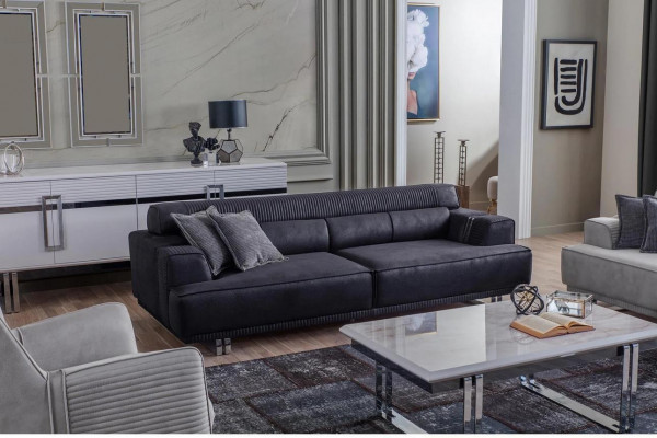Sofa-Set 3 Sëtzer an Fauteuil Designer Miwwelen Wunzimmer Couch Miwwelen
