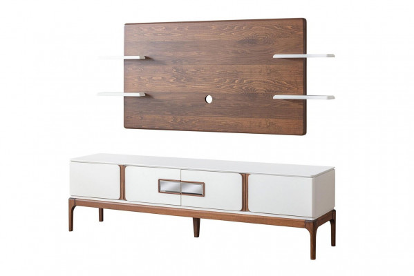 Stil Wohnzimmer Set Wunnwand 2-Teileg. Sideboard TV-Wandpaneel Wunnwänn