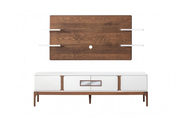 Stil Wohnzimmer Set Wunnwand 2-Teileg. Sideboard TV-Wandpaneel Wunnwänn
