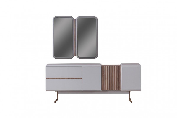 Exklusiv Iesszëmmer Säitebord 2x Spigel Stil Kommode 210cm Holz 3tlg