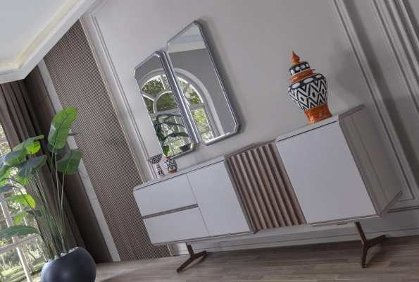 Exklusiv Iesszëmmer Säitebord 2x Spigel Stil Kommode 210cm Holz 3tlg