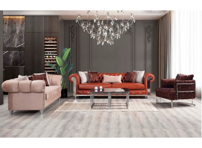 Chesterfield Sofa Garnitur Dräisëtzer Brong Couchgarnitur Polstersofa