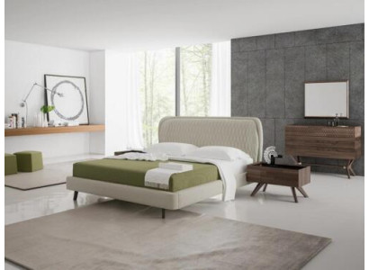 Schlofkummer Set 5tlg Luxus Duebel Bett 2x Nuetsdësch Luxus Kommode mat Spigel