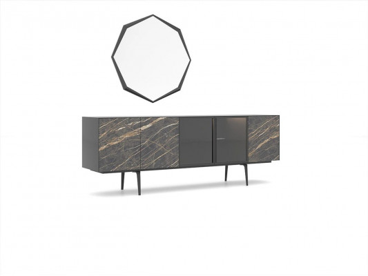 Sideboard mat Spigel Luxus Ariichtung Iesssall Komplett Set Modern Miwwel