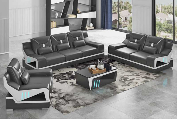 Luxus Sofagarnitur Komplette Couchgarnitur Schwaarz Kënschtleche Lieder Sofa 321