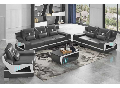 Luxus Sofagarnitur Komplette Couchgarnitur Schwaarz Kënschtleche Lieder Sofa 321
