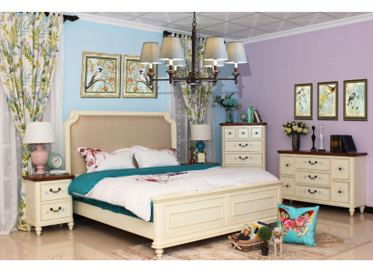 Bett 2x Nuetsdësch 3tlg. Schlofkummer Set Design Modern Luxus Klassesch Grupp.