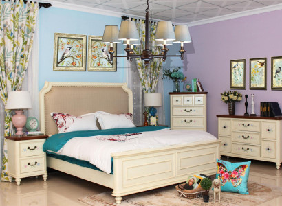 Bett 2x Nuetsdësch 3tlg. Schlofkummer Set Design Modern Luxus Klassesch Grupp.