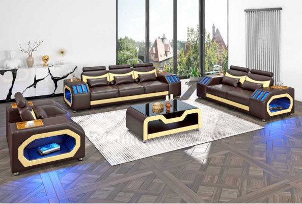 Sofagarnitur Zweisëtzer Liederstill Sesselen Dräisëtzer 3tlg Schwaarz Set