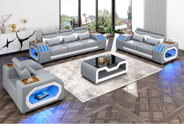 Sofagarnitur Zweisëtzer Liederstill Sesselen Dräisëtzer 3tlg Schwaarz Set