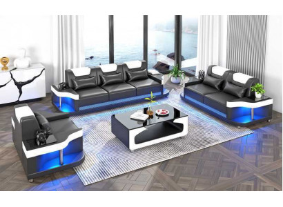 Canapé-Garnitur Sofa-Garnitur Lieder-Sofa Sofa Komplett 3-Teile Schwaarz Set