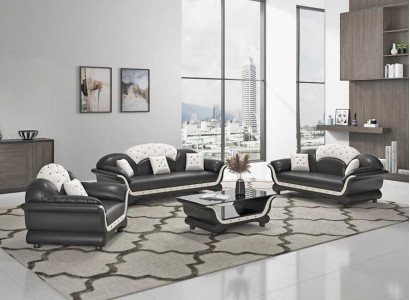Sofagarnitur Couchgarnitur Liederdivan Sofa Komplett 3tlg Sofas Schwaarz