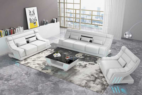 Sofagarnitur Luxus Komplette Couchgarnitur Wäiss Kënschtleer Sofakombinatioun 321