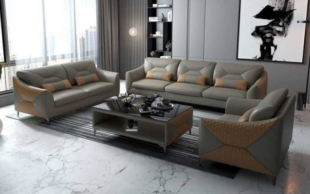 Garnitur Sofa Garnitur Couch Garnitur 3-2-1 Sëtzer Ledersofa Couch Gro