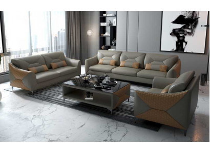 Garnitur Sofa Garnitur Couch Garnitur 3-2-1 Sëtzer Ledersofa Couch Gro