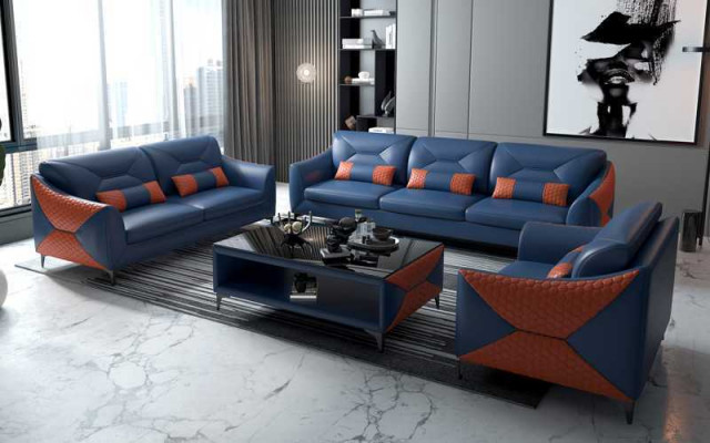 Garnitur Sofa Garnitur Couch Garnitur 3-2-1 Sëtzer Ledersofa Couch Gro