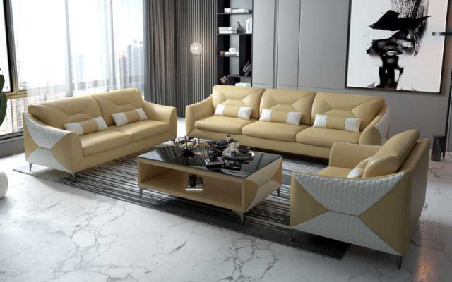 Garnitur Sofa Garnitur Couch Garnitur 3-2-1 Sëtzer Ledersofa Couch Gro