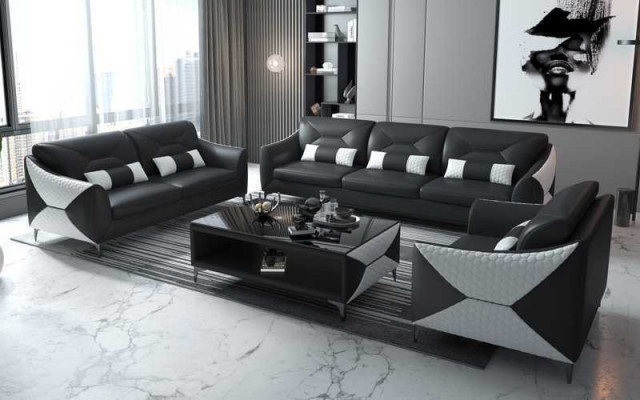 Garnitur Sofa Garnitur Couch Garnitur 3-2-1 Sëtzer Ledersofa Couch Gro