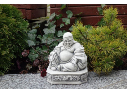 Buddha Skulptur an Steenoptik. Grouss Skulptur Dekorativ fir Gaart Figur.