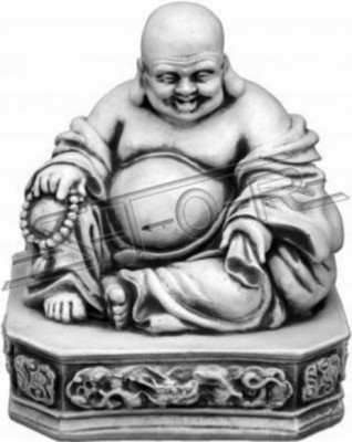 Buddha Skulptur an Steenoptik. Grouss Skulptur Dekorativ fir Gaart Figur.