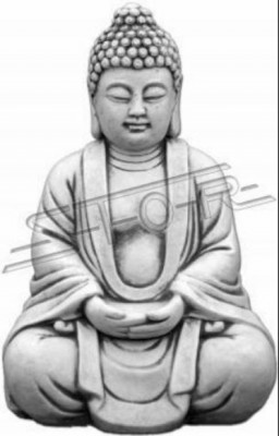 Buddha Skulptur an Steenoptik. Grouss Skulptur fir Gaart Figur Dekoratioun.