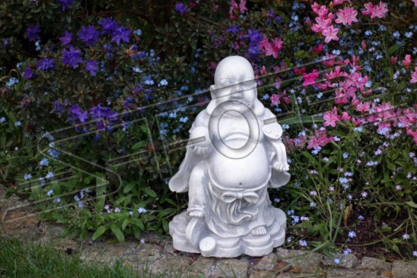Buddha Statu Statuen Skulpturen Figur Dekoratioun Gaart Sëlwer Terrass