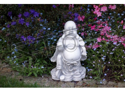 Buddha Statu Statuen Skulpturen Figur Dekoratioun Gaart Sëlwer Terrass