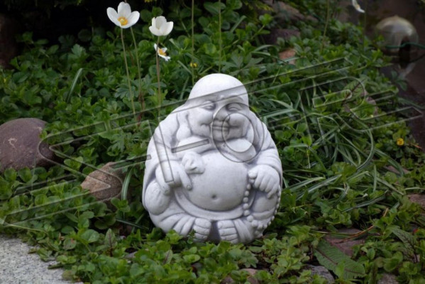 Buddha-Statu Skulpturen Figur Dekoratioun Gaart Terrass