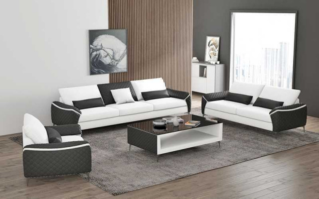 Wäiss Sofagarnitur Couchgarnitur Ledercouch Sofa Komplett Wunnzëmmer