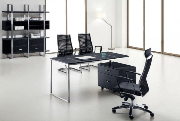 Büro Ariichtung Set 2 Deeler Garnitur Schreifdësch Wandregal Dësch Regaler