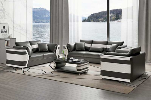 Rout Sofagarnitur Couchgarnitur Ledersofa Sofa Komplett 3tlg Sofaset